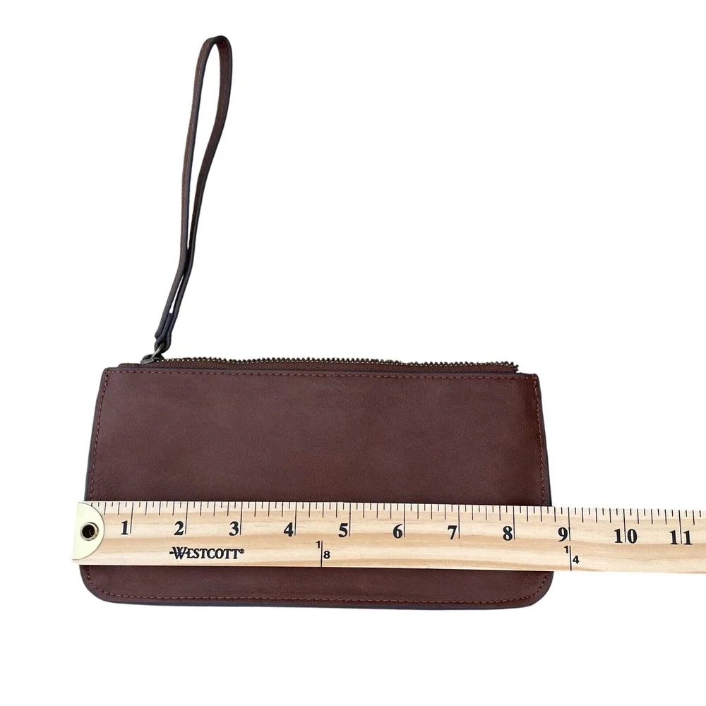 Brown Wristlet Wallet Clutch Zip‎ Around Studded Accent Small Purse - Picture 3 of 7